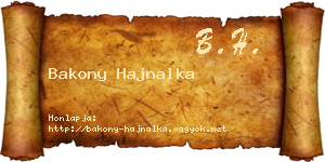 Bakony Hajnalka névjegykártya